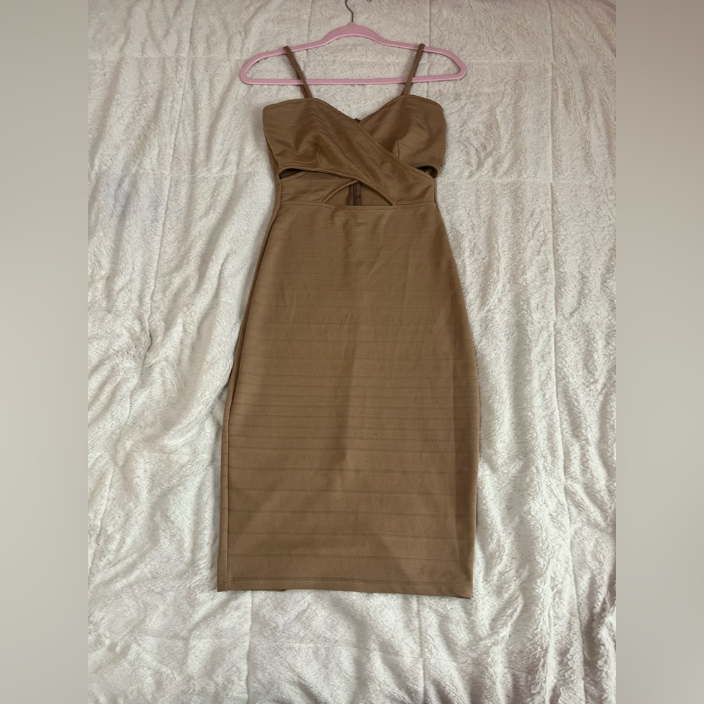 Elegant Tan Bodycon Dress